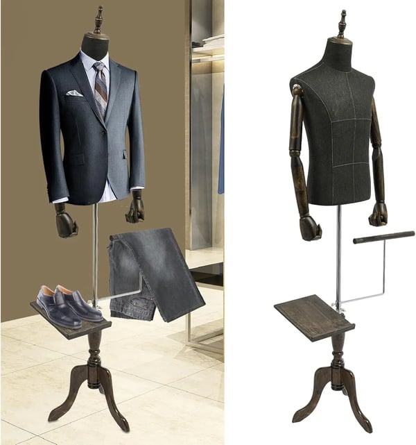 Herre torso mannequin - Overkrops dressform - Plast (nylon) - Med stativ - Til jakkesæt & tøjdisplay