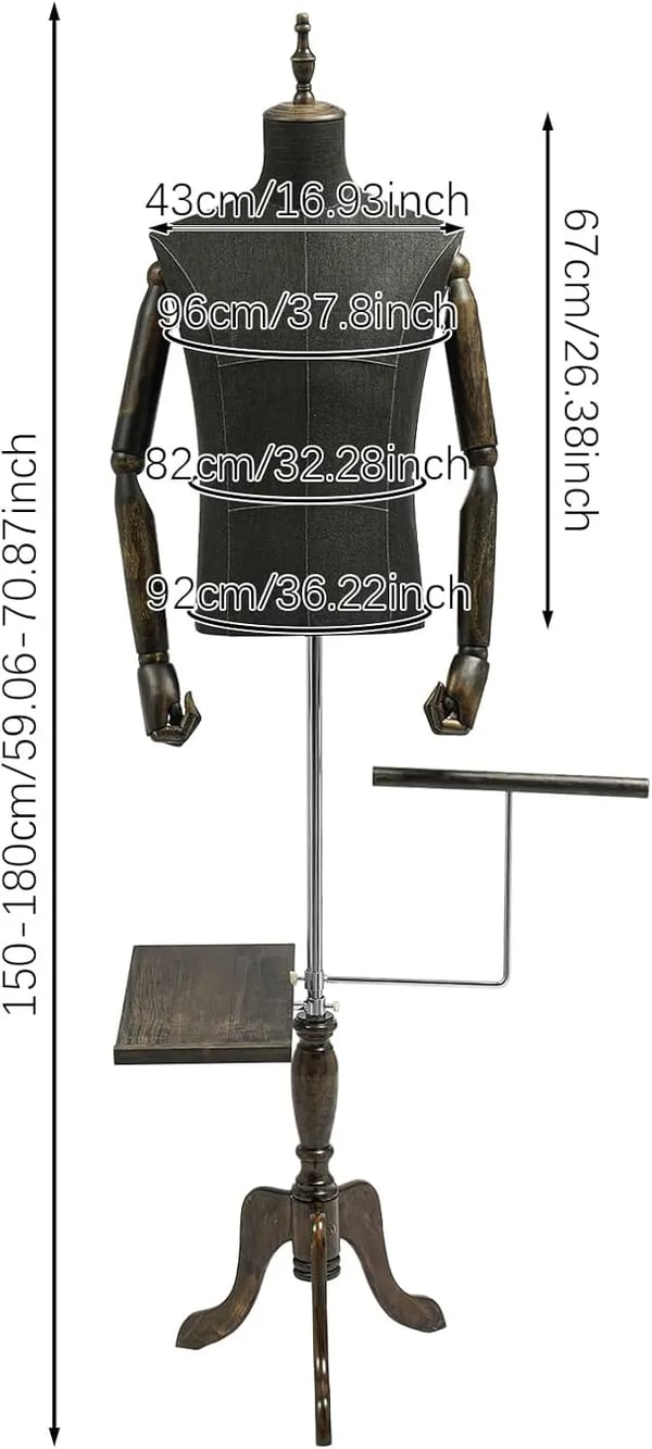 Herre torso mannequin - Overkrops dressform - Plast (nylon) - Med stativ - Til jakkesæt & tøjdisplay