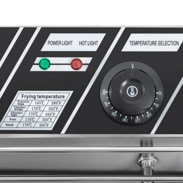 Kommerciel frituregryde - Bordmodel - 6 L - 2500 W - 220 V EU‑stik - 60–200 °C Termostat - Overophedningsbeskyttelse - Rustfrit stål IPX3 - Lysegrå
