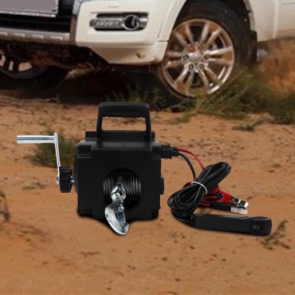Elektrisk spil - 12V 300W - Trækkraft 907 kg - Rullelast 2721 kg - Kabel-/håndbetjening - Stål + ABS - 3 m strømkabel - Sort