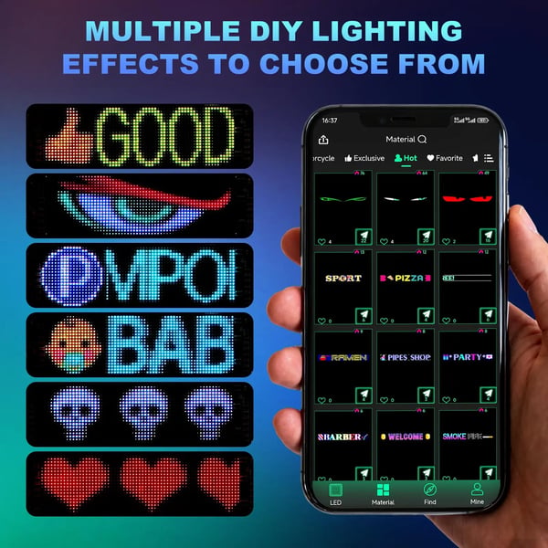 Fleksibel LED-skærm - Atmosfærelys til bil og lastbil - Programmerbar rullende tekst - Flerfarvet RGB - Bøjeligt blødt display - Reklame