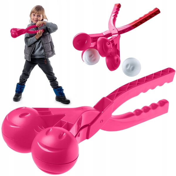 Sneboldform - Sneboldtang - Robust plast - Ergonomisk greb - Til børn og voksne - Lyserød