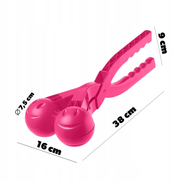 Sneboldform - Sneboldtang - Robust plast - Ergonomisk greb - Til børn og voksne - Lyserød