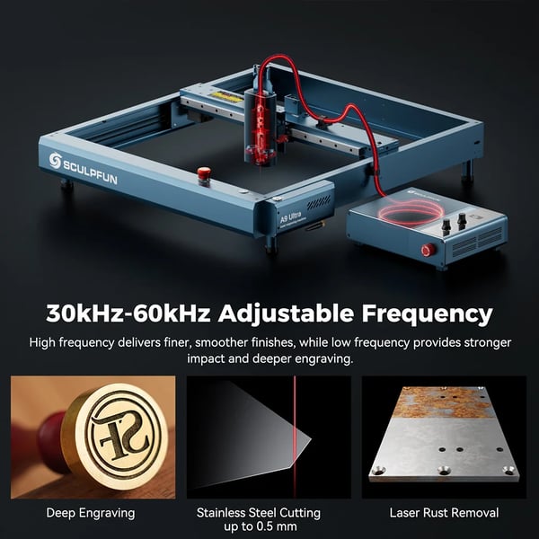 Lasergravermodulkit - IR20 Fiberlaser 20 W - Infrarød - Punkt 0,05 mm - Wi‑Fi - Kompatibel med S6/S6 Pro/S9/S9 Pro/S10 - Grøn