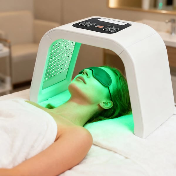 LED ansigtsmaske - PDT lysterapi - 7 Farver - 287 LED - Hudopstramning - Netdrift 100–240V 50/60Hz - Plastik - Hvid