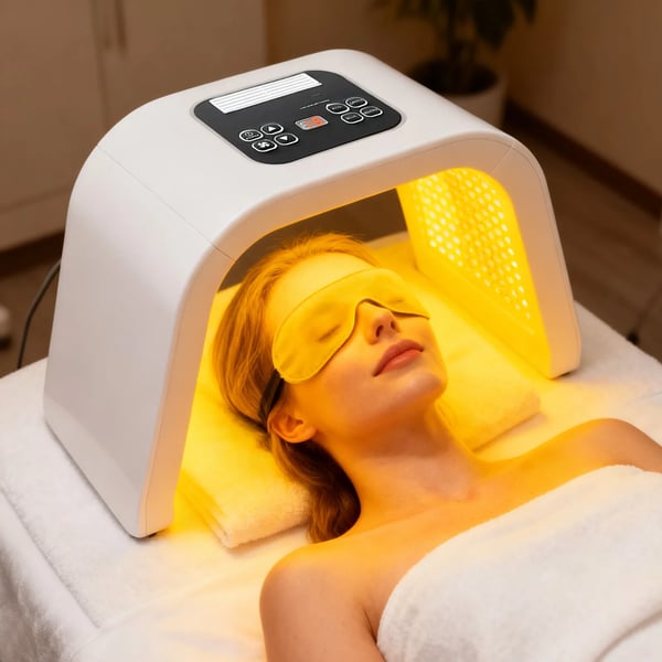 LED ansigtsmaske - PDT lysterapi - 7 Farver - 287 LED - Hudopstramning - Netdrift 100–240V 50/60Hz - Plastik - Hvid