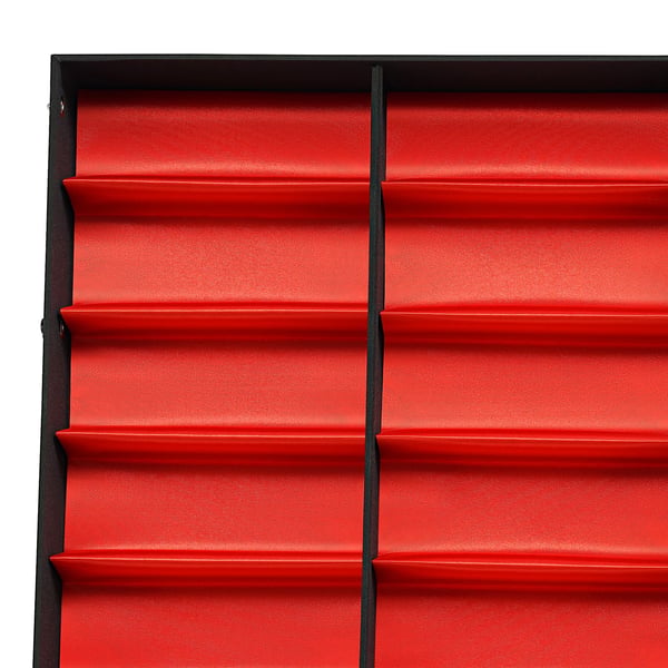 Brille displaykasse - Opbevaringskasse til solbriller - 18 Rum - Klaplåg - MDF/Træramme - Mål 47,5×37,5×5,5 cm - Rød