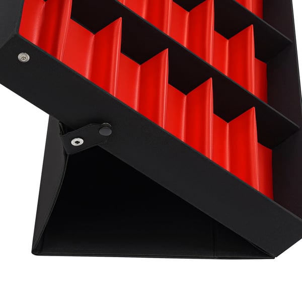 Brille displaykasse - Opbevaringskasse til solbriller - 18 Rum - Klaplåg - MDF/Træramme - Mål 47,5×37,5×5,5 cm - Rød