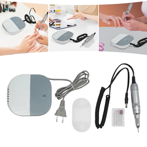 Neglefræser - Elektrisk neglefil - 35000 omdr./min - 30W - LCD-touchskærm - EU-stik - Aluminiumlegering - Hvid