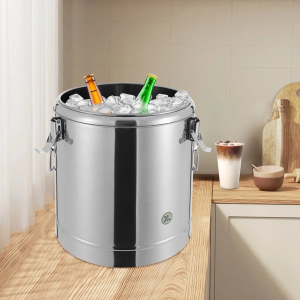 Termobeholder til suppe - Isoleret beholder 30 L - Rustfrit stål 304 - 34,5 x 38,5 cm - Til kommerciel brug - Stor kapacitet - Sølv