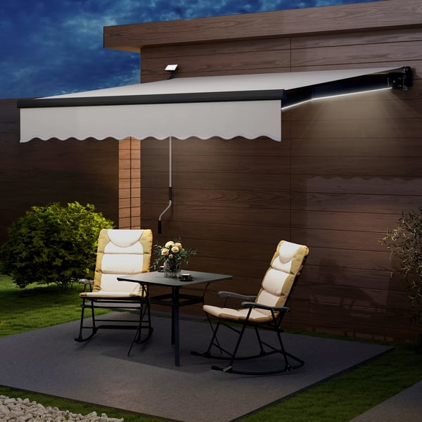 Markis - Manuell utdragbar - 3 x 2,5 m - Canvasduk - Vit