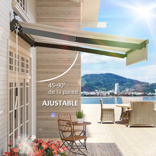 Markis - Manuell utdragbar - 3 x 2,5 m - Canvasduk - Vit