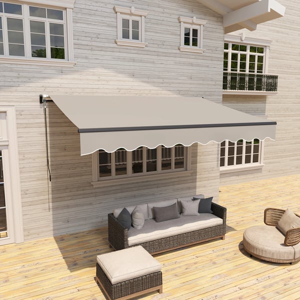 Terrassmarkis - Manuell infällbar - 360×220 cm - UV30+ skydd - Polyesterduk - Vit