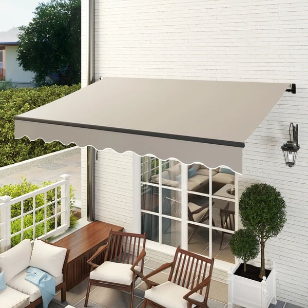 Terrassmarkis - Manuell infällbar - 360×220 cm - UV30+ skydd - Polyesterduk - Vit