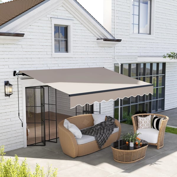 Terrassmarkis - Manuell infällbar - 360×220 cm - UV30+ skydd - Polyesterduk - Vit