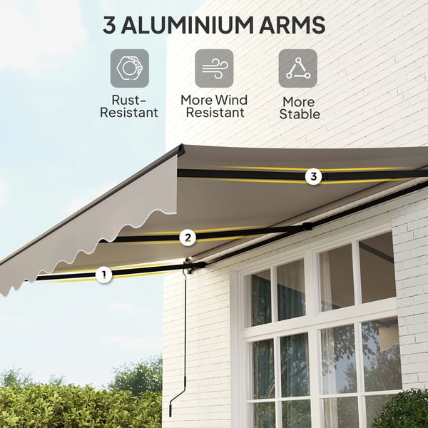 Terrassmarkis - Manuell infällbar - 360×220 cm - UV30+ skydd - Polyesterduk - Vit