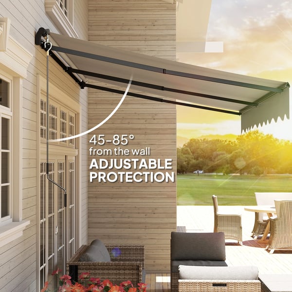 Terrassmarkis - Manuell infällbar - 360×220 cm - UV30+ skydd - Polyesterduk - Vit