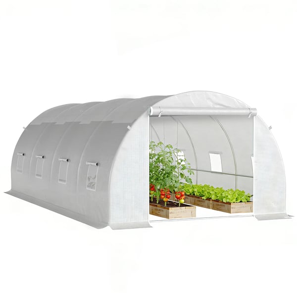 Växthus - Trädgårdsväxthus - 6×3×2 m - Vattentät - För plantor & blommor - Vit