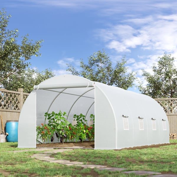 Växthus - Trädgårdsväxthus - 6×3×2 m - Vattentät - För plantor & blommor - Vit