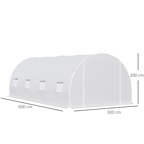 Växthus - Trädgårdsväxthus - 6×3×2 m - Vattentät - För plantor & blommor - Vit