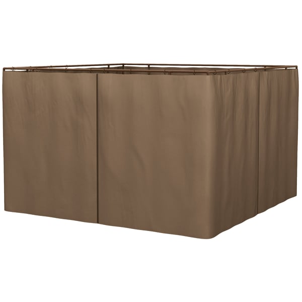 Sidoväggar för paviljong - Set med 4 Väggar - Passar 3 x 2 m paviljong - Med Krokar - Polyester - Brun