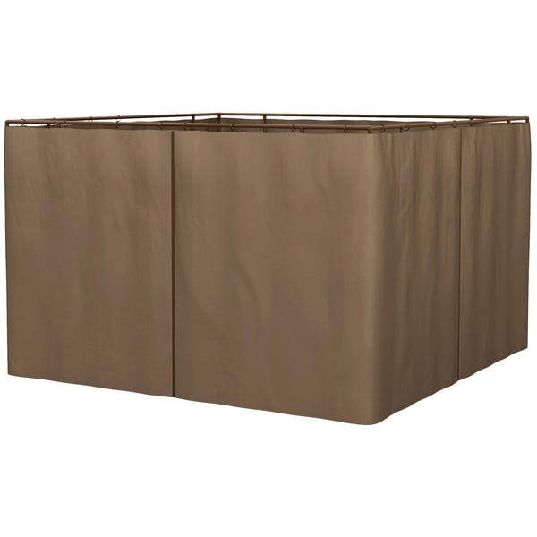 Sidoväggar för paviljong - Set med 4 Väggar - Passar 3 x 2 m paviljong - Med Krokar - Polyester - Brun