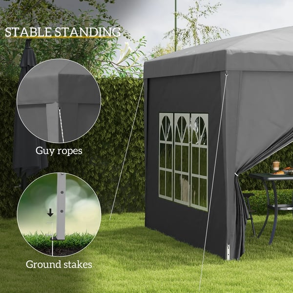 Pop Up Paviljong - Partytält - 4 Väggar - Bärväska - Oxford-tyg - Ljusgrå