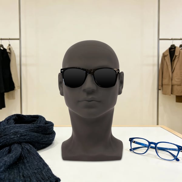 Mannequinhoved - Parykstativ/hatstander - 30 cm Højde - PVC - Til Parykker & Hatte - Butiksudstilling - Mat Sort