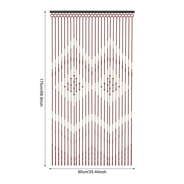 Perlegardin - Dørforhæng - Bambusperler - 90 x 175 cm - 27 strenge - Rumdeler