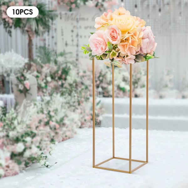 Blomsterstander til bryllup - Borddekoration - 10-pak - Plaststativ - Til Fest, Events & Hjem - Guld