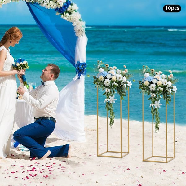 Blomsterstander til bryllup - Borddekoration - 10-pak - Plaststativ - Til Fest, Events & Hjem - Guld