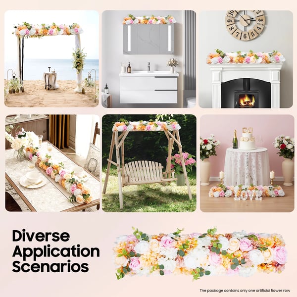 Kunstig silkeblomst-guirlande - Blomsterstreng - Bryllup & Forlovelse - Udendørs - Dekoration - Sort