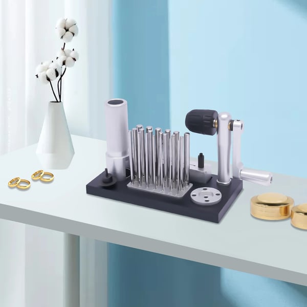 Manuel springring-fremstiller til smykker - HH-B06 - 20 dorne - Aluminium, stål & HSS - Rektangulær base - Sort