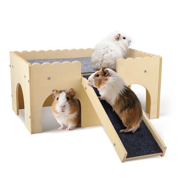 Smådyrhus - Træhus - Skjul og soveplads - Til hamster, marsvin, pindsvin, egern - Lysegrå