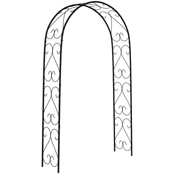 Trädgårdsbåge - Rosenbåge i stål - Hjärtmotiv & Spiraldesign - För klätterväxter - 125 x 37 x 230 cm - Svart