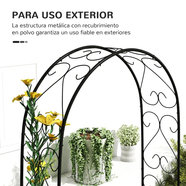 Trädgårdsbåge - Rosenbåge i stål - Hjärtmotiv & Spiraldesign - För klätterväxter - 125 x 37 x 230 cm - Svart