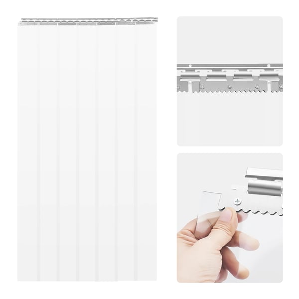 PVC strimmelgardin - Vinduesgardin - Loftmontering - Høj mørklægning 70–90% - Til franske vinduer - 4+ Paneler - Moderne stil - Hvid