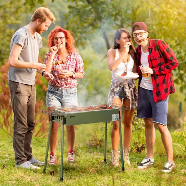 Kolgrill BBQ - Barbecue Grill - 2 Rostfria Grillgaller - Storlek 94 x 39 x 70 cm - Flerfärgad