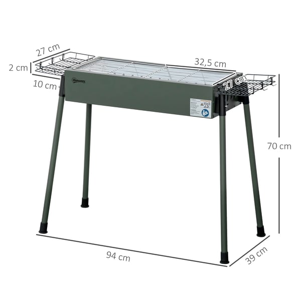 Kolgrill BBQ - Barbecue Grill - 2 Rostfria Grillgaller - Storlek 94 x 39 x 70 cm - Flerfärgad