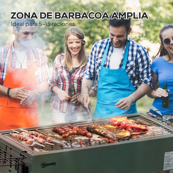 Kolgrill BBQ - Barbecue Grill - 2 Rostfria Grillgaller - Storlek 94 x 39 x 70 cm - Flerfärgad