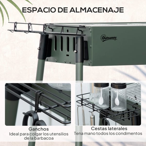 Kolgrill BBQ - Barbecue Grill - 2 Rostfria Grillgaller - Storlek 94 x 39 x 70 cm - Flerfärgad