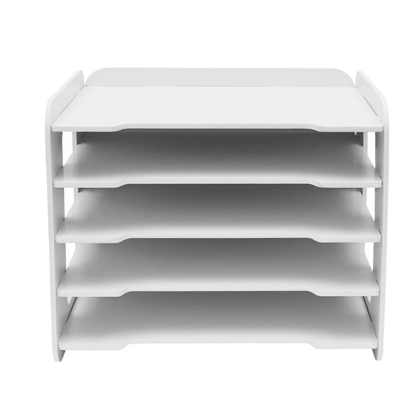 Skrivbordsorganisatör - Dokumentfack i 5 nivåer - PVC - 10 kg per hylla - 34×25×26,5 cm - Vit
