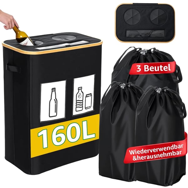 Förvaringskorg - Förvaringslåda - Kapacitet 160 l - Dubbelfack - Med innerpåse - Vattentät - Plast - För flaskor, kläder och leksaker