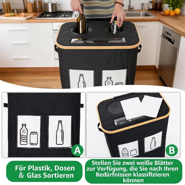 Opbevaringskurv - Opbevaringsboks - Kapacitet 160 l - Dobbeltkammer - Med inderpose - Vandtæt - Plast - Til flasker, tøj og legetøj