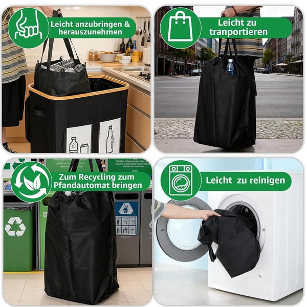 Opbevaringskurv - Opbevaringsboks - Kapacitet 160 l - Dobbeltkammer - Med inderpose - Vandtæt - Plast - Til flasker, tøj og legetøj