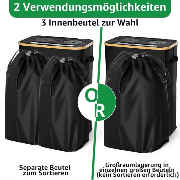 Opbevaringskurv - Opbevaringsboks - Kapacitet 160 l - Dobbeltkammer - Med inderpose - Vandtæt - Plast - Til flasker, tøj og legetøj