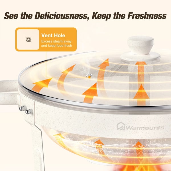 Chafing Dish buffetvarmer - Rund model - 2-pak - 4,7 l pr. beholder - Glaslåg - Vandbad - Brun