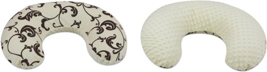 Ammepude 100% bomuld - 80 cm - brunt bladmønster - beige