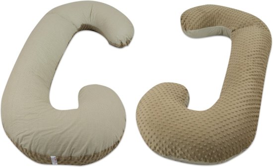 Imetystyyny - Raskausajan tyyny - 100% puuvillaa - 240 cm - beige ruudullinen kuvio - cappuccino
