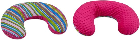 Ammepude 100% bomuld - 80 cm - farverigt stribemønster - pink